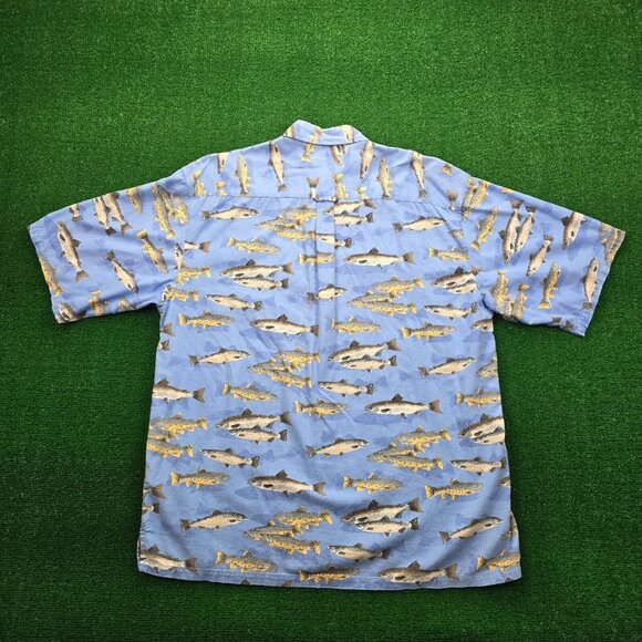 Columbia Shirt Mens XL/2XL Blue Button Down Fish All Over Print Outdoors Fishing - Picture 7 of 7